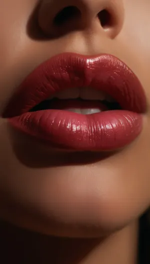ziprealism, (full sensual lips, moist lips, glossy lips:1.6), (toothy grin, perfect teeth, adorable dimples, mischievous expression), (avant-garde experimental photography, ethereal lighting), (sharp focus on lips, tight closeup), (intense natural backlight, light bloom, shallow depth of field, soft bokeh, layered composition with subtle foreground), (goosebumps, vellus hairs, subsurface scattering:.4)