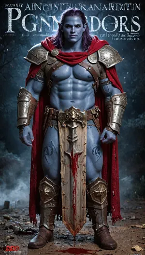 ((Drizzt Do'Urden:1.32), drow warrior, (dark night blue skin:1.82), tall, angry, muscular, strong, (wearing Drizzt Do'Urdens armor, magical scimitars, Twinkle and Icingdeath, a bow Taulmaril on his back, daggers, signature Piwafwi cloak with bear fur pelt, dungeons and dragons inspired chainmail), purplish blue skin, black and purple hair, Dark, drow Warrior, Drow, tattooed, scarred, purple eyes, uberfit, blue skin, bloody, blood spatter, Elf, Warrior), magazine cover, Realism_Quality_2xx_By_Stable_Yogi, score_9, score_8_up, score_7_up, (((very handsome elf face:1.3))), (((extremely ultra detailed face:1.3))), perfect fingers and hands, (full body view:1.4), (extreme size difference:1.6), (ultra realistic), (maximum quality), (high resolution), (extreme detail), (ultra realism), UHD, super high quality, highly detailed, high resolution, perfect lighting, natural lighting, Uber realistic, ultra detailed, masterpiece, 35mm photograph, film, professional, 4k, hdr, photographic, ultra realistic, ultra high details, back light, (dynamic pose), (dynamic angle), (random angle), (random pose), (dynamic view), (random view), best quality, volumetric lighting, golden hour lighting, dramatic shadows, rich details, nature-inspired color palette, <lora:Dark_Elf_Warrior:2>, <lora:Drow:2>, <lora:339100_training_data:2>, <lora:uberfit_lora_sdxl:2>, <lora:LCMTurboMix_Euler_A_fix:2>
