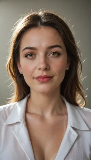 Lubica stepaunt, 60 years old, milf, wrinkles, wrinkled skin, stretchmarks, mature hair, messy brunette hair, (piercing amber color eyes:1.4), looking directly at the camera, direct eye contact, smiling eyes, (symmetrical face), big plump juicy lips, lips parted, playful mood, bright-eyed, piercing gaze, intense gaze, wide open eyes, **hyper-detailed irises**, highly detailed skin, natural skin texture, human skin, detailed skin pores, realistic skin, imperfect skin, subtle blemishes, beauty marks, stretch marks, olive skin, aged skin, fine lines, (tanlines:1.3), tan lines, laugh lines, sun-kissed skin, chubby round face, chubby cheeks, subtle makeup, red lipstick, subtle contouring, facing the camera, slightly turned, simple background, shallow depth of field, (((UHD 8K, masterpiece, best quality, maximum details, natural lighting, extreme realism, cinematic still))), RAW photo, subject, (high detailed skin:1.1), 8k uhd, soft lighting, high quality, film grain, Fujifilm XT3, ((high quality, 4k, realistic, high detailed, insanely detailed, real, best quality, ultra-detailed, fine detail, professional photography, taken with Canon EOS 5D Mark IV DSLR, aperture f/8, shutter speed 1/250 sec, ISO 100, highres, 8k wallpaper, cinematic lighting, masterpiece, heavily upvoted)), ((masterpiece)), high detail, complex details, OverallDetail, perfect lighting, professional realistic photo