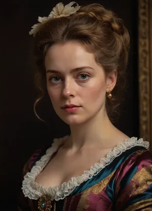 portrait of an English lady of 19th century, Rubens style