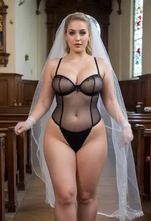 NSFW, big swollen pussy, (3), 3girls, 4k, 8k, from afar, full body back view from distance of beautiful Russian bbw bride with 2 bridesmaids, flowers in hands, 80 year very old blonde grey-haired bride, proportional body, tight corset, veil, (big fat butt show:1.2), (both sides visible tits from behind:1.2), random standing posing for distance in the Catholic Church, (((priest, many quests around, people background))), vulgar makeup, blue eyes, long hard nipples, ponytail, big saggy tits, full body view, bare legs in black stockings, ceremony standing in the Church, good hands in vintage gloves, stiletto shoes showing, (((clear transparent shiny plastic panties, big swollen pussies))), clear transparent glossyshine panties, (good visible glossyshine swollen vagina:1.2), (shaved monster big oiled pussy), very wide hips, big butt, bbw, saggy, breasts, standing, saggytitz, stockings, knee-high, socks, see-through, lace-trim, lace-print, lace-up, striped, trim, bow, fine, fishnets, large, garter, belt, squatting, sitting, pissing, licking pussy