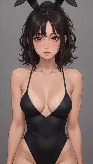 ((Thick outline:1.4), ((Cartoon Style:1.5)), ((Hentai)), lineart, line, art), 1girl, (long black wavy black hair), ponytail, fit, (big tits), (sexy bunny black outfit), (front view), ((oily skin)), wystyle, <lora:cartoon_stickers_xl_v1:.7>, <lora:outline_xl_kohaku_delta_spv5x:1.6>, <lora:NEOTOKIOXL_0.2_RC:.5>, <lora:望月style:1.8>, <lora:tirotata body-NAI:2>