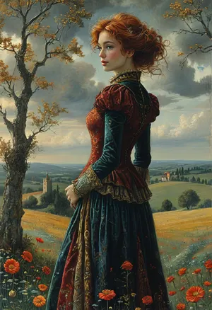 woman, 50 years old, (small body size:1.3), full body, Jean, Delville, style, of, Michael, Cheval, <lora:tbh140-sdxl:.6>, <lora:tbh129-sdxl:.8>