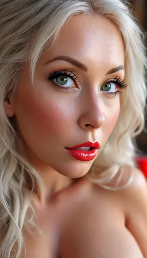 score_9, score_8_up, masterpiece, realistic directional lighting, ambient occlusion, (bokeh:.8), photorealistic image, beautiful gorgeous stunning sexy 50yo swedish woman, gyaru, fine facial features, exquisite beauty, long flowing messy white hair, pretty face, (gilf:1.3), (granny:1.2), ((massive bare breasts:1.3)), dusky eye shadow, red lipstick, mascara, eyeliner, dark tanned skin, oiled skin, longnips, <lora:MJ52:.8>, <lora:attractive_notrigger:.8>, <lora:longnipsxl:.8>, <lora:milkers_v2:.8>