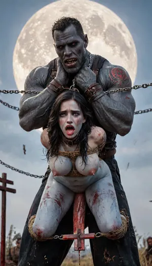 yennefer of vengerberg from witcher 3 with raven black hair, black fur around neck, black corset with gold accents, long black leather sleeves. Black leather gloves with gold accents, black long skirt with gold accents, black choker with a pendant around her neck, black long high heels boots, outfit in a Renaissance style, close shot, pussy shot, breasts visible, looking up at yennefer, female drow elf barbarian, (blue skin:1.82), tall, angry, busty, curvy, thin waist, big boobs, big butt, slim, fit, vitiligo, strong, fur pelt armor, dungeons and dragons, purplish blue skin, black and purple hair, Dark, Elf, Warrior, Drow, tattooed, scarred, purple eyes, blue skin, amazon, giant, fur barbarian armor, bloody, blood spatter, bear, bear heart, (in a bloody filed after a battle, white full moon in the sky:1.4), (man is choking her from behind:1.4), ((hogtied, bound with large chains, crucified to a torture table, spikes through hands:1.3)), (torture:1.32), (large sharp sword in anus:1.12), cock in mouth, (brutal face fuck), Blowjob, (tears in eyes:1.5), (running makeup), (cum drips from mouth:1.3), ultra hd, photorealistic, hyper gigantic large black cock in mouth, (((hyper gigantic large black cock in mouth:1.3))), oral cream pie, hair grab, sad crying, tongue out, gasping for air, zavy-brbrn, gangbang, double anal penetration, anal spitroast, groupsex, deepthroat, (4 gigantic African black brute thug, huge trunklike arms, huge head, hyper muscular body, dressed in slave clothes:1.32), ((hogtied, bound for sex, tied up)), (((large white cock in mouth:1.3))), (pulled nipples:1.2), nipple clamps, (((spitroast))), (((massive cock in mouth:1.3))), screaming, shocked, deep anal penetration, Uber realistic, 8k, ultra detailed, masterpiece, arched back, detailxl, 35mm photograph, film, professional, 4k, 1girl, 5 boys, hdr, photographic, ultra realistic, ultra high details, back light, (front view), (dynamic pose), best quality, incredibly lean body, anal sex, with large muscular black men, gargantuan black cocks, large hyper muscular fat old men, (double anal sex), swollen white veiny cocks, (double anal penetration), hardcore double penetration, proper physics, big white cocks, muscular white double anal gangbang, extremely graphic, shocked expression, beautiful hands, magazine cover, Realism_Quality_2xx_By_Stable_Yogi, score_9, score_8_up, score_7_up, (((very pretty face:1.3))), (((extremely ultra detailed face:1.3))), perfect fingers and hands, upper body view, (extreme size difference:1.6), (ultra realistic), (maximum quality), (high resolution), (extreme detail), (ultra realism), UHD, super high quality, highly detailed, high resolution, perfect lighting, natural lighting, (dynamic angle), (random angle), (random pose), (dynamic view), (random view), golden hour, rich details, nature-inspired color palette, <lora:Dark_Elf_Warrior:2>, <lora:Drow:2>, <lora:339100_training_data:2>, <lora:zavy-brbrn-sdxl:2>, <lora:LCMTurboMix_Euler_A_fix:2>