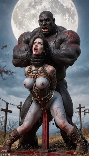yennefer of vengerberg from witcher 3 with raven black hair, black fur around neck, black corset with gold accents, long black leather sleeves. Black leather gloves with gold accents, black long skirt with gold accents, black choker with a pendant around her neck, black long high heels boots, outfit in a Renaissance style, close shot, pussy shot, breasts visible, looking up at yennefer, female drow elf barbarian, (blue skin:1.82), tall, angry, busty, curvy, thin waist, big boobs, big butt, slim, fit, vitiligo, strong, fur pelt armor, dungeons and dragons, purplish blue skin, black and purple hair, Dark, Elf, Warrior, Drow, tattooed, scarred, purple eyes, blue skin, amazon, giant, fur barbarian armor, bloody, blood spatter, bear, bear heart, (in a bloody filed after a battle, white full moon in the sky:1.4), (man is choking her from behind:1.4), ((hogtied, bound with large chains, crucified to a torture table, spikes through hands:1.3)), (torture:1.32), (large sharp sword in anus:1.12), cock in mouth, (brutal face fuck), Blowjob, (tears in eyes:1.5), (running makeup), (cum drips from mouth:1.3), ultra hd, photorealistic, hyper gigantic large black cock in mouth, (((hyper gigantic large black cock in mouth:1.3))), oral cream pie, hair grab, sad crying, tongue out, gasping for air, zavy-brbrn, gangbang, double anal penetration, anal spitroast, groupsex, deepthroat, (4 gigantic African black brute thug, huge trunklike arms, huge head, hyper muscular body, dressed in slave clothes:1.32), ((hogtied, bound for sex, tied up)), (((large white cock in mouth:1.3))), (pulled nipples:1.2), nipple clamps, (((spitroast))), (((massive cock in mouth:1.3))), screaming, shocked, deep anal penetration, Uber realistic, 8k, ultra detailed, masterpiece, arched back, detailxl, 35mm photograph, film, professional, 4k, 1girl, 5 boys, hdr, photographic, ultra realistic, ultra high details, back light, (front view), (dynamic pose), best quality, incredibly lean body, anal sex, with large muscular black men, gargantuan black cocks, large hyper muscular fat old men, (double anal sex), swollen white veiny cocks, (double anal penetration), hardcore double penetration, proper physics, big white cocks, muscular white double anal gangbang, extremely graphic, shocked expression, beautiful hands, magazine cover, Realism_Quality_2xx_By_Stable_Yogi, score_9, score_8_up, score_7_up, (((very pretty face:1.3))), (((extremely ultra detailed face:1.3))), perfect fingers and hands, upper body view, (extreme size difference:1.6), (ultra realistic), (maximum quality), (high resolution), (extreme detail), (ultra realism), UHD, super high quality, highly detailed, high resolution, perfect lighting, natural lighting, (dynamic angle), (random angle), (random pose), (dynamic view), (random view), golden hour, rich details, nature-inspired color palette, <lora:Dark_Elf_Warrior:2>, <lora:Drow:2>, <lora:339100_training_data:2>, <lora:zavy-brbrn-sdxl:2>, <lora:LCMTurboMix_Euler_A_fix:2>