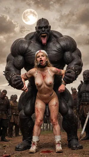 masterpiece, distant view, beautiful 21 years old girl, gymnastic body, medium bobs, lots of freckles face and skin, very hard blush on the checks and nose, raised nasal tip, cute tall smile, hypnotized loving eyes, sunbeams, sunrise, hard shadows, ((blushing)), nude, (shaved pussy), ((rucksack)), front view, smiling, intensive tanned, ((tanned)), beautiful face, (medium breasts), slim body, scandinavian, (long legs), waist, wild blonde hair with sidelocks, braided, brown eyes, full length view, highest quality, perfect quality, natural, summer, sunny, coastal path, walking along a coastal path in Preveli Beach, Crete, carrying a rucksack, rucksack, white sneakers, in the distance sunbathers, hat, fantasy, (maximum photo quality:1.4), (cum all over her face), tattooed, scarred, purple eyes, blue skin, amazon, giant, fur barbarian armor, bloody, blood spatter, bear, (in a bloody filed after a battle, white full moon in the sky:1.4), (man is choking her from behind:1.2), ((hogtied, bound with large chains, crucified to a torture table, spikes through hands:1.3)), (torture:1.32), cock in mouth, (brutal face fuck), ultra hd, photorealistic, hyper gigantic large black cock in mouth, (((hyper gigantic large black cock in mouth:1.3))), oral cream pie, hair grab, sad crying, tongue out, gasping for air, zavy-brbrn, gangbang, double anal penetration, anal spitroast, groupsex, deepthroat, (4 gigantic African black brute thug, huge trunklike arms, huge head, hyper muscular body, dressed in slave clothes:1.32), (pulled nipples:1.2), nipple clamps, (((spitroast))), (((massive cock in mouth:1.3))), screaming, shocked, deep anal penetration, Uber realistic, 8k, ultra detailed, 35mm photograph, film, professional, 4k, 1girl, 5 boys, hdr, photographic, ultra realistic, ultra high details, back light, (front view), (dynamic pose), best quality, incredibly lean body, anal sex, with large muscular black men, gargantuan black cocks, large hyper muscular fat old men, (double anal sex), swollen white veiny cocks, (double anal penetration), hardcore double penetration, proper physics, big white cocks, muscular white double anal gangbang, beautiful hands, magazine cover, Realism_Quality_2xx_By_Stable_Yogi, score_9, score_8_up, score_7_up, (((very pretty face:1.3))), (((extremely ultra detailed face:1.3))), perfect fingers and hands, (extreme size difference:1.32), (ultra realistic), (maximum quality), (high resolution), (extreme detail), (ultra realism), perfect lighting, natural lighting, (dynamic angle), (random angle), (random pose), (dynamic view), (random view), golden hour, rich details, UHD, super high quality, highly detailed, high resolution, nature-inspired color palette, <lora:Dark_Elf_Warrior:2>, <lora:Drow:2>, <lora:339100_training_data:2>, <lora:zavy-brbrn-sdxl:2>, <lora:LCMTurboMix_Euler_A_fix:2>