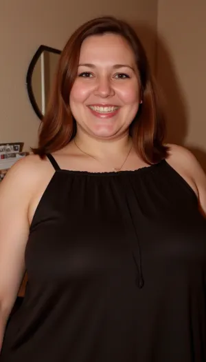 Full body shot, (obese:1.5), Mature very obese ssbbw milf, medium hair, mature auburn hair, wearing a black sleeveless spaghetti strap light black bdress with plunging neckline, clavicle, (mature:1.5), (60 years old), (big eyes), (captivating eyes:1.4), very detailed face, blush, olive skin, happy expression, (open mouth:1.4), mouth open, big smile, big lips, lipstick, (photo taken in living room), Super realistic, shallow depth of field, perfect lighting, 8K, UHD, clear image, (best lighting), highest quality, ultra-detailed images, fine details, high resolution, 8k, ((high quality, 4k, realistic, high detailed, insanely detailed, real, best quality, ultra-detailed, fine detail, professional photography, taken with aperture f/8, shutter speed 1/250 sec, ISO 100, highres, 8k wallpaper, studio lighting, heavily upvoted)), high detail, complex details, OverallDetail, professional realistic