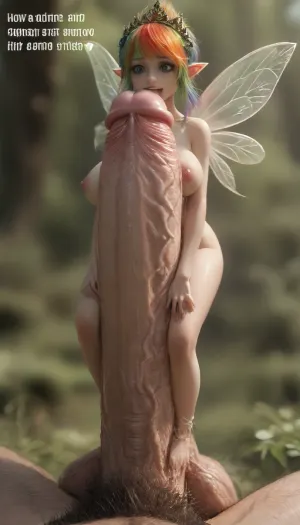 A slender forest fairy's encounter with a colossal giant: a high-res hentai masterpiece