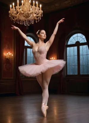 ballerina busty, in opra house stage, dancing