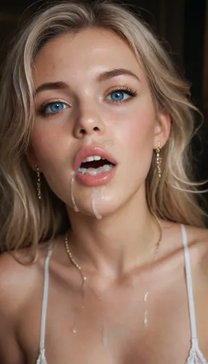 beautiful girl, (cuminmouth:1), vivid eyes, white hair, ((perfect teeth)), detailed blue eyes, fashion hair, (wide open mouth:1.1), golden jewelries, petite, small tits, Intricate, High Detail, Sharp focus, white background, look at viewer, (white cum in mouth:.8), (cum on chin:1), in strip club, CumSwap, r3tro_cumshotz, cum, on, face, facial, dripping, thick, white, retro, cumshots, <lora:r3tro_cumshotz  SDXL Lora:.5>