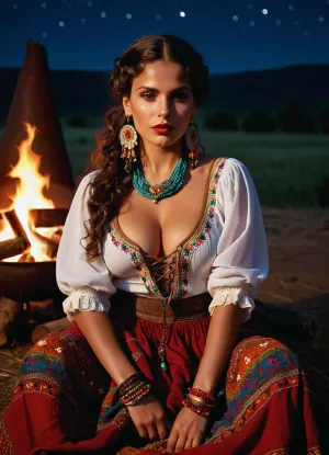 Enchantress of the night: a gypsy under starlight's embrace