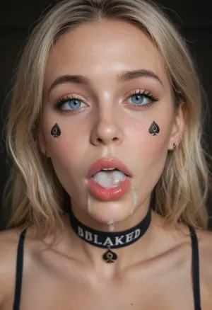 blacked_blowjob, (((RawBBCBlowjob))), ng_deepnegative_v1_75t, bbbjpov, ahegao, rolling_eyes, rolling_eyes-000014, .5> an 19 year old 19th century girl. Cum on face, cum in mouth, thick white cum, barely breathing from the size of a black 30 inches long African dick, with corsette, huge tits, red lipstick, queen of spades choker on neck, tears from eyes, queen of spades tattoo on cheeks, covered in thick cum