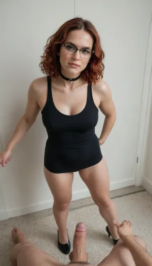 First-person view. hight viewing angle. view from top to bottom., (Full body in view), kinkie, A skinny woman. Groin kick. looking at viewer seductively, lustful eyes, choker, degrading kink, angry face, POV, female-hooligan, female-robber, female-bandit, female-criminal, female-gangster, female-prostitute She's standing 2 steps away from me and now she's kicking me in the testicles! right in the testicles with her right foot! I can see her shoe hitting my testicles! her foot is already reaching my groin, right in the balls! her right foot is already straightened and it's already in my balls! the tip of her shoe is already touching my testicles! kick, in the balls! kick, in the balls! I'm getting kicked, in the testicles!
A very drunk woman standing in front of me She's standing 2 steps away from me and now she's kicking me in the testicles! looking at viewer seductively, female-prostitute right in the testicles with her right foot!. facial expression full of anger, hatred and contempt. angry look. angry face., (angry gaze), She's standing 2 steps away from me and now she's kicking me in the testicles! right in the testicles with her right foot! I can see her shoe hitting my testicles! her foot is already reaching my groin, in the balls! I can see that my testicles are popping under her foot!I can see that my testicles are popping under her foot!I can see that my testicles are popping under her foot!I can see that my testicles are popping under her foot! I can see that my testicles are popping under her foot! I can see that my testicles are popping under her foot! I can see that my testicles are popping under her foot!
Black room, black background.
She is angry and aggressive., (heels), (angry face), (red hair), glasses, (very cruel face), (short wavy hair), ((whole body in the frame)), (native women), (chubby body), (fat), (looking at the viewer), (50 years old), (aggressive pose), (aggressive face), 50 year old gilf in, perfect face, female-prostitute, fit body, ((muscular legs)), goth makeup, looking at viewer seductively, IncrsHeadGrabPOV. POV