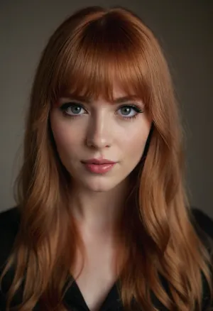 (long silky strawberry blonde hair with bangs and a defined fringe, hair styled in textured waves), intimate portrait, makeup model, hair product model, large doe eyes, seductive eyes, soft smile, seductive smile, perfecteyes, <lora:PerfectEyesXL:.5>, sunnyrayyxo, <lora:sunnyrayyxo_v1_SDXLBase:.5>, ziprealism
