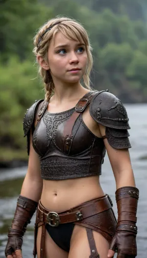 Astrid, sexy girl, How to Train Your Dragon, Wet Body, astrid, hofferson, headband, armor, shoulder, pants