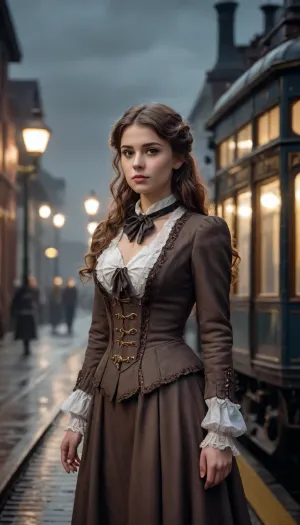 Serenata di mezzanotte: l'incontro piovoso alla stazione steampunk
