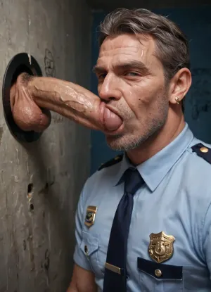 man at the glory hole, man sucking dick, dick through glory hole, big dick, big balls, police officer, old, mature, wrinkles, hairy, night club, sweaty face
