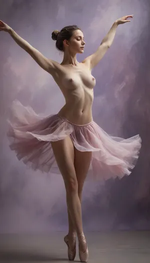Enigmatic dance: a 누드 ballerina 에 기름 페인트 - a subtle embrace 의 femininity 과 sensuality