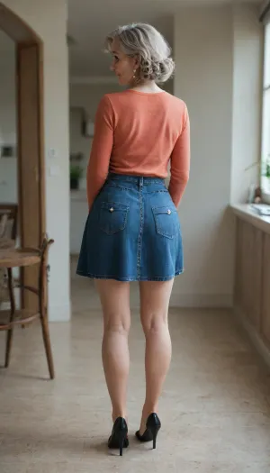 Grandma up skirt phat pussy back arched sucking dick, full-body view, full-length