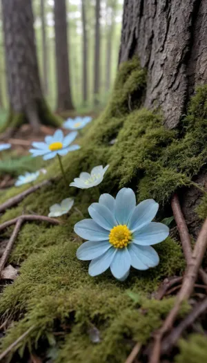 ** Forest microecosystem, ** Hyper-realistic microcosm of * * a decomposing mouse corpse * * lying among * * moss litter* * and * * fallen leaves**, **delicate flowers** — **purple violets** and **white anemones** with **drops sprouting from its * * decayed belly** dew * * on the petals, * * mouse fur* * is covered with * * frost mold * *, (turquoise and gray shades), * * bones * * barely show through * * translucent flesh**, **surrounding moss* * is intertwined with * * thin roots** of plants, * * light* * breaks through * * a canopy of young birches**, creating * * an HDR contrast** between * * the warmth of decay** and * * the chill of morning haze**, * * 8K ultra-details**, * * wool lint**, **petal texture**, **glitter slime* * on * * rotting debris**, * * rusty patches** on * * bark* * nearby, * * ray tracing* * for * * volumetric fog** and * * realistic glare * * on * * dew drops**, **lossless PNG format** preserves * * micro-contrasts* * between * * the tenderness of flowers* * and * * the gloom of decay**, nature turns a small death into * * a fragile symbol of the eternal cycle**.