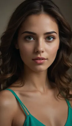 Crea una imagen hiperrealista de una mujer joven con rasgos armoniosos y proporciones equilibradas. Su piel es suave y luminosa, con un tono natural que refleje una iluminación bien trabajada. Sus ojos son expresivos y vibrantes, con un color cautivador, ya sea azul profundo, verde esmeralda o marrón miel. Tiene pestañas largas y cejas bien definidas que realzan su mirada.

Su cabello es abundante y con textura detallada, cayendo en ondas naturales o liso y sedoso, con reflejos que aporten profundidad. Puede ser de color castaño, negro, rubio o pelirrojo, con un brillo saludable. Su nariz es delicada y bien proporcionada, y sus labios son carnosos, con un tono natural o con un ligero brillo que realce su forma.

El cuerpo de la mujer es esbelto y estilizado, con una postura elegante y segura. Su vestimenta es moderna y atractiva, resaltando su figura sin ser exagerada. Puede llevar un vestido elegante, ropa casual chic o un conjunto futurista, dependiendo del estilo deseado. La tela debe mostrar detalles realistas, como pliegues, texturas y reflejos de luz.

El fondo debe complementar la imagen sin restarle protagonismo, con una atmósfera envolvente que puede ser urbana, natural o futurista. La iluminación es clave para dar profundidad y realismo a la imagen, con una luz suave y sombras bien definidas.

La expresión de la mujer debe transmitir emociones sutiles, como una mirada intrigante, una leve sonrisa encantadora o una expresión serena y confiada. Los pequeños detalles, como la textura de la piel, el brillo en los ojos y la interacción de la luz con su cabello, harán que la imagen cobre vida.

Estilo, realismo fotográfico o arte digital de alta calidad, con una resolución impecable y un nivel de detalle impresionante.