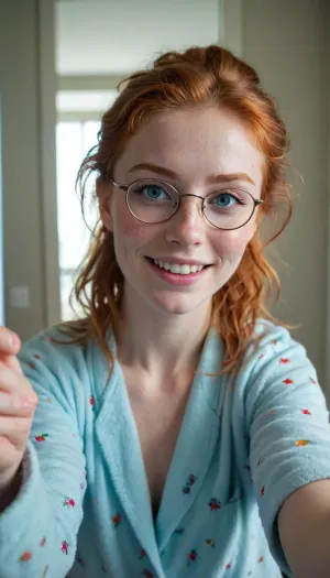 輝きの垣根: 18 歳トップレスのselfieが美しいフォトレアリスの傑作に変身