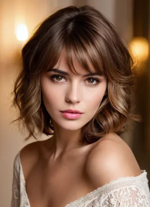 (makeup model, hair model, famous actress:1.8), (intimate snapshot, snapshot aesthetic:1.5), (focus on eyes, flawless complexion, soft smoky eyes, full brows, mauve-pink lips, natural elegance, subtle sophistication:1.4), (sultry eyes, long eyelashes, bashful expression, shy pose, delicate features, pixie features:1.2), (tousled hair with honey-brown roots, wet-look styling, side-swept bangs, textured layers, slightly messy aesthetic, golden highlights, asymmetric hair:1.5), (seductive, sultry, sexual tension, sexual anticipation, sexual attraction:1.4), (natural lighting, naturally lit, ambient lighting:1), (soft shadows on her face:.9), taken with a smartphone camera, snapshot style, point-and-shoot, shallow depth of field, (natural phone bokeh, lens flare:1.1), slightly off-center composition, natural framing, soft focus on background, ziprealism, igbaddie, <lora:igbaddie-XL:.4>