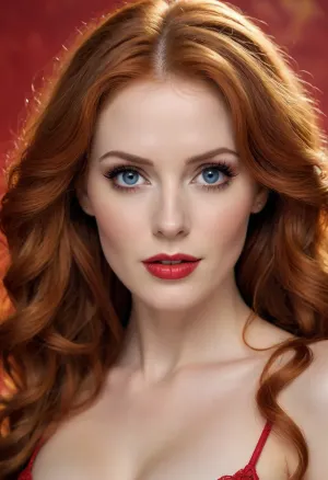 official art, Hasselblad camera image, Irish facial features, 20 year old female playboy model, Arny Freytag photography style, unity 8k wallpaper, over-detailed, beautiful and aesthetic, masterpiece, best quality, perfect white balance, amazing lighting, (zentangle, mandala, tangle, entanglement), (fractal art:1.3), 1 woman, extremely detailed, dynamic perspective, the most beautiful form of chaos, elegant, brutalist design, bright colors, romanticism, atmospheric, (detailed smooth skin), (lean abs:1.2), (amber glow:1.2), (red-haired, (red curls:1):1.4), (amber curls:1.3), (huge round breasts:.8), perfect face, realistic, huge natural breasts, perfect tits, perfect body, beautiful, glamorous pronounced feminine facial features, perfect ass, healthy skin tone, fair skin, perfect teeth, perfect eyes, matching eyes, detailed eyes, very detailed iris, long eyelashes, big realistic lips, full lips, sweet smile, perfect mouth, perfect number of white teeth, detailed face, ((cute tall tall tall face)), symmetrical face, pleasure face, pleasure emotion, detailed hairstyle, healthy hair, bright hair, very long hair, perfect lively eyes, flawless tongue, bright eyes penetrating gaze, (with a face like Faye Reagan, Gilliam Anderson, Isla Fisher, Julianne Moore, Linda Evangelista, Jessica Chastain, Jessica Rabbit, Julia Roberts, Raquel Welch, Lucille Ball, Evan Rachel Wood)