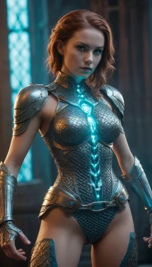 chitinous piezography, chiaroscuro-chainmail, close-up dynamic flirty pose, in*the critical future epic energy whity-flamboyant, brown-aqua lighting/WarUSSR, vulcanite/criptospirit chain turbine/mineral-runovyaz, Motion blurre Combat maneuvers, Magnificent farforo-symbiosis cartilage-macromechanicle-woman, hi-tech cyber-fight A distant scene x-Diablo Battles