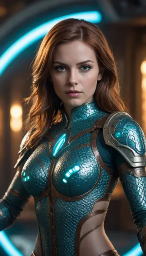 chitinous piezography, chiaroscuro-chainmail, close-up dynamic flirty pose, in*the critical future epic energy whity-flamboyant, brown-aqua lighting/WarUSSR, vulcanite/criptospirit chain turbine/mineral-runovyaz, Motion blurre Combat maneuvers, Magnificent farforo-symbiosis cartilage-macromechanicle-woman, hi-tech cyber-fight A distant scene x-Diablo Battles