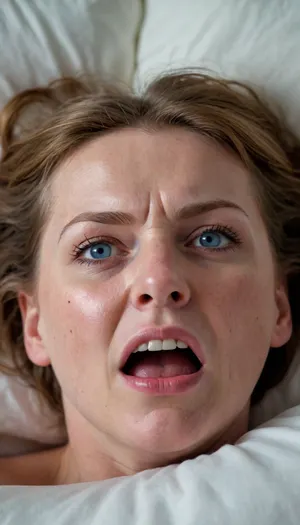 POV, (close-up:1.4), furrowed brow, looking at viewer, ((face focus)), RAW photo, subject, (high detailed skin:1.1), 8k uhd, soft lighting, high quality, film grain, Fujifilm XT3, 50 years nude old woman, ((her head is thrown back on the pillow)), milf, fair skin, ((angry:1.3)), lying down on her back, facing up, shot from above, aerial view, (orgasm), (open mouth), furrowed portrait, (sexy lips:1.2), ((light brown hair)), thick eyebrows, ((detailed face:1.2)), HD, full lips, extreme mouth detail, ultra realistic freckles, detailed skin, realistic skin, High Res, 4k, ultra-detailed, masterpiece, ultra high res, dslr, detailed skin texture masterpiece, Ultra realistic, natural skin tone, high definition, ((painful expression:1.3)), captivating blue eyes