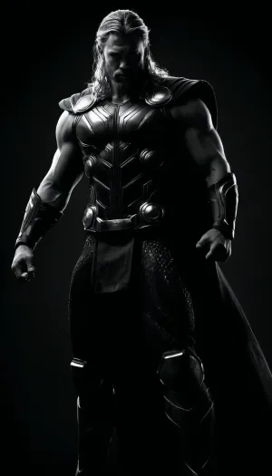 (((black and white drawing))), (no colors), thor from the MARVEL universe, black background, (((full body view))), PEHighContrast, Simple, Background, high, Contrast, <lora:PE_HighContrastStyleV1:2>, <lora:dark:1.5>