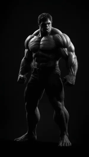 (((black and white drawing))), (no colors), hulk from the MARVEL universe, black background, (((full body view))), PEHighContrast, Simple, Background, high, Contrast, <lora:PE_HighContrastStyleV1:2>, <lora:dark:1.5>