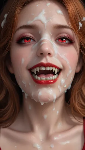 Realistic Beautiful cum.covered romanian vampire woman, 40 year old woman, big vampire fangs, vampire, wearing whore vampire queen costume, autumn hair, sexy vampire eyes, seductive look, facing viewer, close up, mouth opèn showing sexy big vampire teeth, orgasm face, perfect face, perfect mouth, beautiful, huge natural breasts, (cum on face:1.6), stunning, elegant, slutty., fangs, bukkake, cum, on, <lora:facialized:.5>