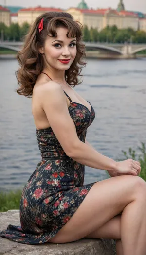 best quality, ultra-detailed, masterpiece, finely detail, highres, 8k, caucasion brunette woman, smile, 1980s, A bright dress, straight cut bangs, in beautiful long dress, 1970s pinup model, (painting), in the Moscow, USSR Epoch, curly hair, On the banks of the Moskva River, With car Volga, evening, pin up, beautiful dress, in the ussr, Happy woman, 50sphotorealistic, dawma3, realistic photo, gaz3102, #Pinup, #sovietpinup, #TypicalSovietwoman, #VeryHappy #woman, #Russian, #smile, #retro, #street, #park, #USSR, #Moscow, #Ссср complex background, ((bimbo make up)), Pin up style, Soviet pin up, Typical Soviet woman, style, ussr, Moscow, Very realistic woman, FASHION PICTURE, DYNAMIC POSE, FULL LENGTH PICTURE, full body visible, slim Woman, 40 years old, A communist woman, in Moscow, ((USSR Epoch)), beautiful pin up style dress, beautiful pin up style, In stockings, perfect lighting, retro lut, retro style, 8k woman, russianebenya, professional modelshoot style 8k high definition, lifebehindironcurtain, uberfit, muscular, athletic, <lora:uberfit_lora_sdxl:.8>, woman, small, breasts, medium, large, spreading, legs, creampie, pussy, nude, body, closeup, <lora:nsfw-xl-2.0:.8>