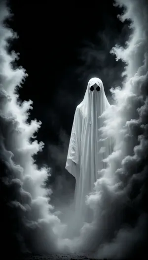 white paper. black bold strokes. ghost aura. Three levels. night vision, soft fokus, parallax, overexposure. /©KlTTY-ART/