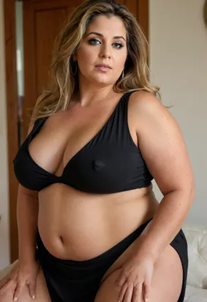 Voyuer photo In a modern minimalistic house, she’s looking at viewer with a seductive gaze, (mature:1.5), 55 years old, Bbw dusky housewife, (fat, obese, plump:1.3), broad shoulders, sexy mature aunty, hoop earings, eye shadow, sexy makeup, (captivating light eyes), (dark skin:1), (large dark areolas), dark blonde luscious hair, high detail dress, black boho black sun dress, dynamic angle, closeup, long lens, she’s leaning forward bending, boobs hang down, smooshed together, (deep cleavage:1), round sagging bosom, no, bra, covered, nipples, <lora:nobrav1_SDXL:1.1>