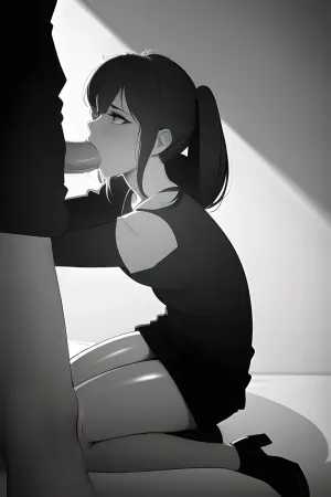 여자는 남자의 앞에 무릎을 꿇고, 그녀의 입은 그녀가 그녀의 입으로 그의 바퀴를했다. streetlamp는 자신의 몸에 따뜻한 빛을 던져, 포장에 그림자를 주조. 그들은 순간에 잃었다, 서로 잃었다