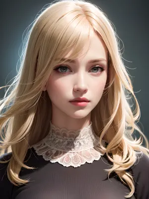 The woman sat in front of the camera, her eyes closed as she let the artist capture her likeness. She was a blonde with natural skin texture and high contrast, soft light, sharp exposure blend, medium shot, bokeh and low saturation