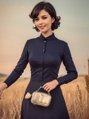 The Soviet woman in the 1980s was a true beauty, with straight cut bangs, full lips, and a beautiful smile. She wore a pinup style dress that showed off her curves and highlighted her natural beauty. Her dress was made of