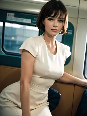 The Soviet woman in the Moscow metro was a true beauty. Her full length dress and stockings were perfectly styled, and her hair was cut bangs. She had a smile that could light up the entire train car. Her skin was smooth and flaw
