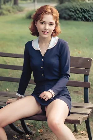 La femme sur la photo porte une belle robe rouge avec un imprimé floral, montrant son beau corps. Elle sourit et a les jambes écartées, montrant sa beauté. La photo a été prise à Moscou, en URSS dans les années 1980