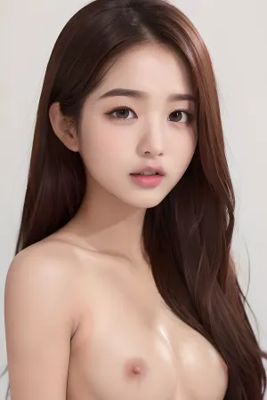 张元英,女青年,与AI生成的男友为相片配音. 她穿着性感的红色裙子和高跟鞋,她的头发以乱七八糟的包子作风格. 摄像头记录了她完美皮肤纹理的每一个细节