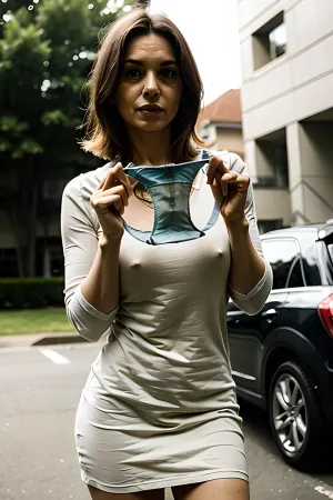 Die alte Frau im Bild trug eine sexy, nasse und schmutzige Höschen. Sie präsentierte ihren nackten Körper ohne Scham mit der Kamera. Ihre Brüste waren mit einem BH bedeckt, der sie kaum aufgehalten hat. Sie hielt ein Bild von sich in
