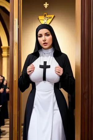 Uma mulher com uma grande roupa de freira entrou no confessionário e começou a confessar seus pecados. Ela tirou seu traje freira e revelou seu corpo nu, sentou-se no confessionário, e confessou suas fantasias sexuais e desejos. O sacerdote ouviu atentamente