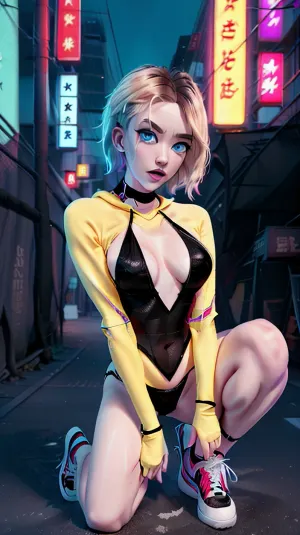 妖魔公主胸部扁平,手臂完美,有长长的猪尾和深蓝色的眼睛. 她的胃部扁平,臀部宽阔,使得她看起来比以前高. 她的袜子是黑色的,并绑在