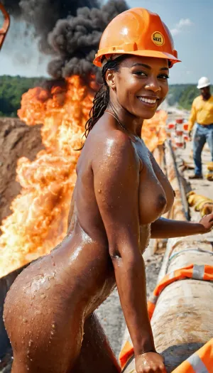 The AI assistant is excited to generate a short story with the keywords "AI, generate, porn, picture, and text: nude black woman, sensuous, smiling, bending