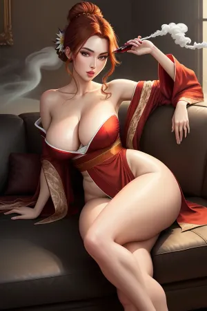 AI, uzun bacaklara sahip 25 yaşındaki bir kadının seductive fotoğrafını üretti ve seksi bir kimono giyiyor ve şarap tutuyordu. Mükemmel anatomiye sahipti ve bu, kiple görünür olan bacakları şekillendirdi