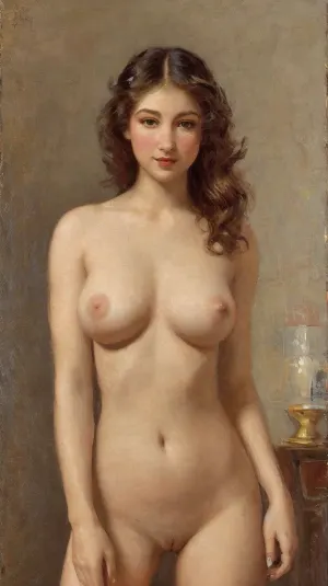 这幅画是印象主义的杰作,中央有一个美丽的裸体女子. 她的脸色感人,身体呈小时玻璃状,衣着优美,面容善良. 颜色非常美丽